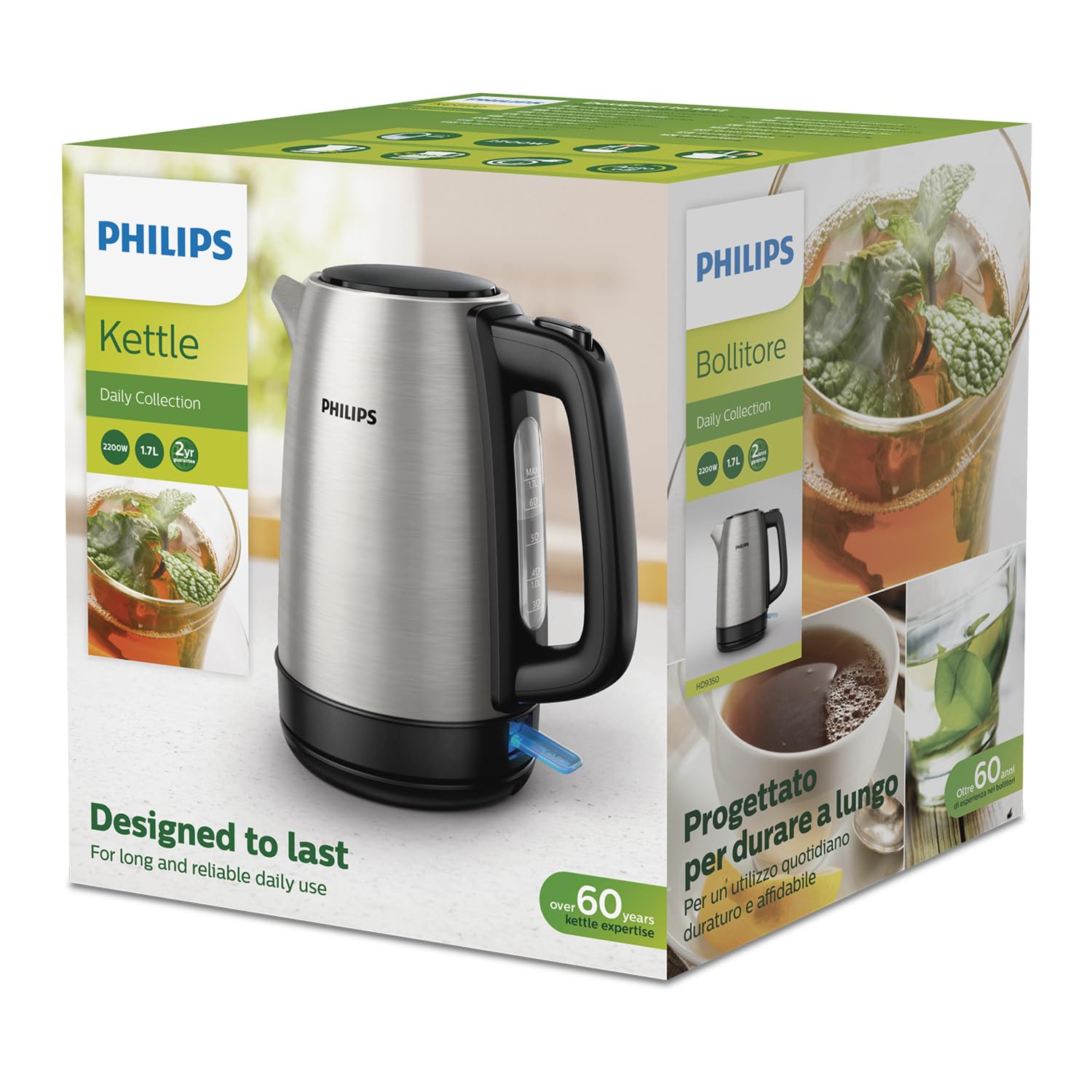 PHILIPS HD9350 / 90 Wasserkocher 2200 W - 1,7 L - Edelstahl