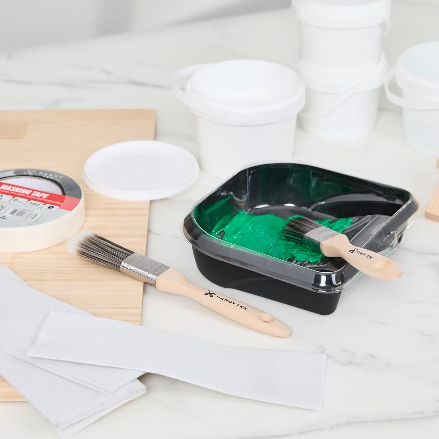 Restaurantware 1 Inch Paint Brush - 144 Synthetic Bristle Brush with Beaver-Tail Handle - Stainless Steel Ferrule Gray Paintbrush - Durable Wall Painting Brush - 8.268 x 0.984 x 0.472 Inch