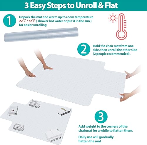 Miniatura 5 de Tapete para silla de oficina para suelo alfombrado, 48 x 36 pulgadas, protector de suelo transparente, antideslizante, tapete para silla de