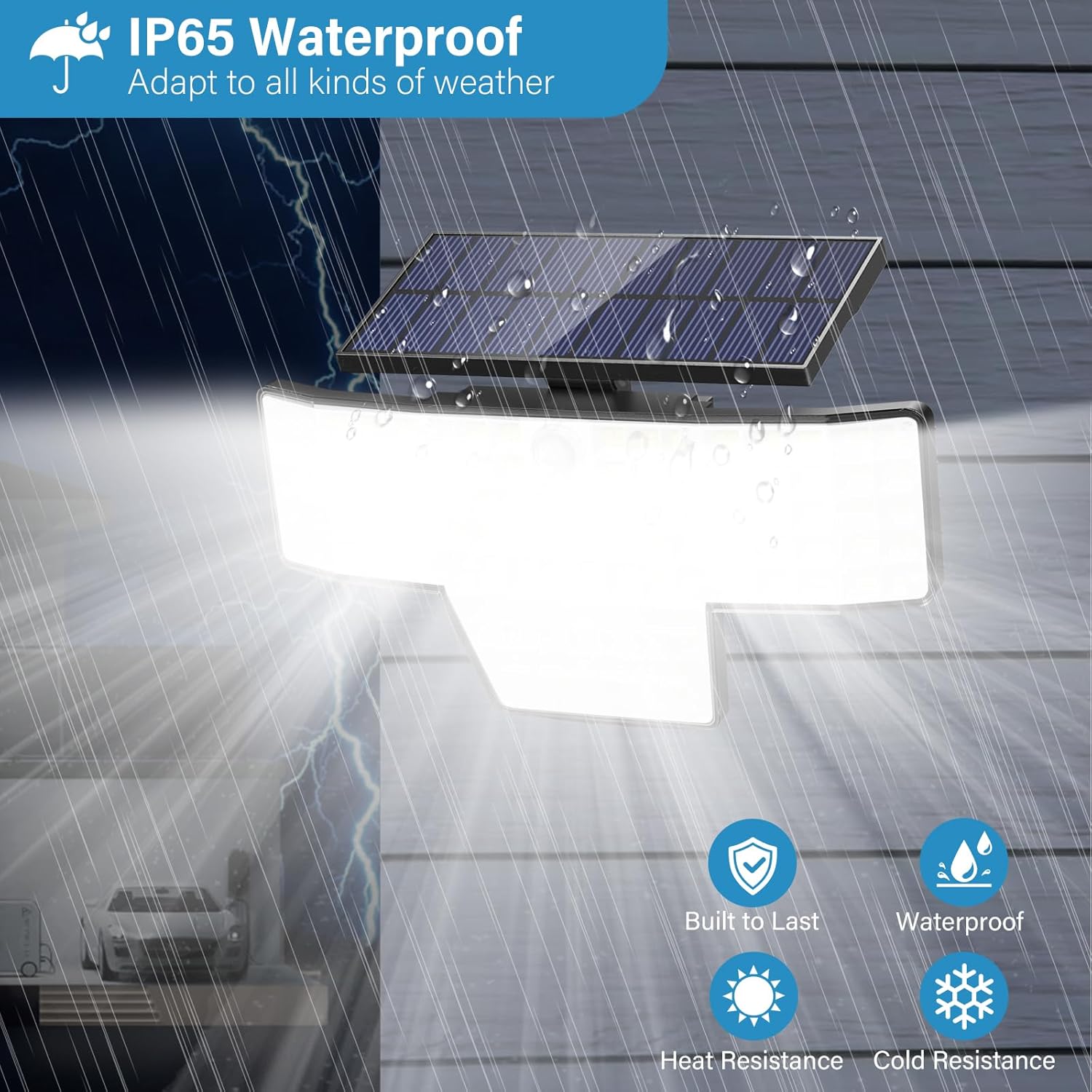 Adewalk Solar Lights Outdoor, 2PACK 448 LED Wall-Mounted Flood Light, 3500LM IP65 Waterproof Solar Street Lights with Motion Sensor and Remote Control for Dusk-to-Dawn Illumination