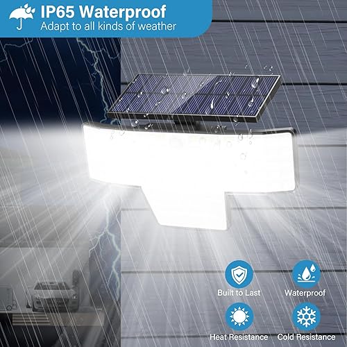 Miniatura 8 de Luces solares para exteriores, 448 luces LED de inundación montadas en la pared, 620LM IP65 luces solares impermeables con sensor de movimiento y