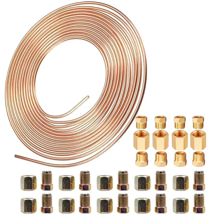 32.8 Ft Brake Pipe Copper-plated Steel Pipe 3/16 Inch Car Replacement