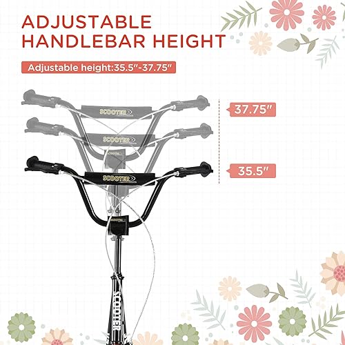 Miniatura 3 de Aosom Youth Scooter Kick Scooter for Kids 5 with Adjustable Handlebar 16 Front and Rear Dual Brakes Inflatable Wheels