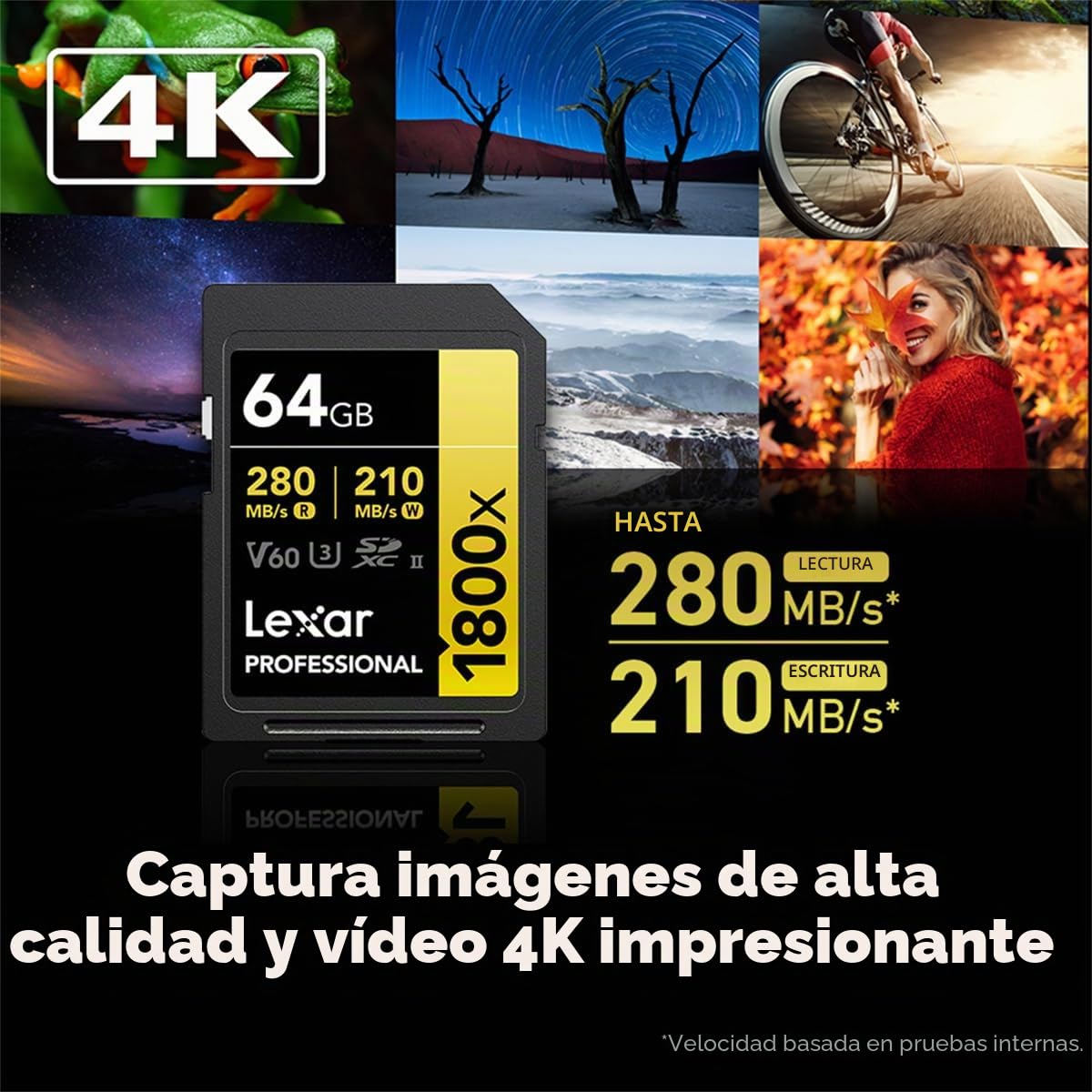 LEXAR Pack de 2 Cartes SD Pro Gold Series UHS-II 1800x 64GB V60