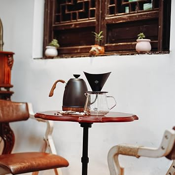 Pour Over Coffee Maker Set, Black Ceramic Coffee Dripper with V60 Paper filter, 650ml Coffee Glass Server for Cafe Home Restaurant 6291-12202-03A