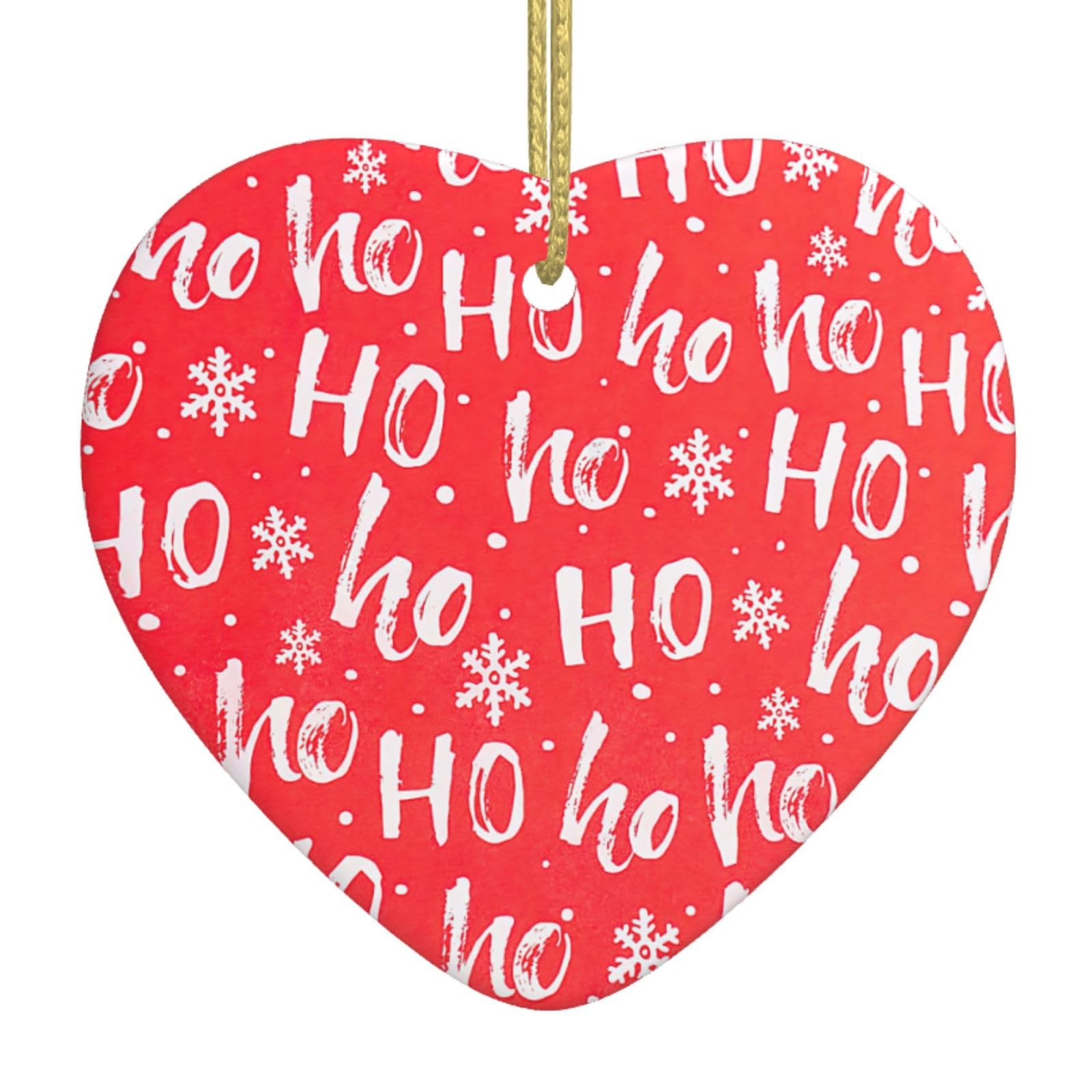 Nbtghga White Christmas Background Print Christmas Ornaments, Ceramic Hanging Ornament, Xmas Tree Decoration, Holiday Home Decor