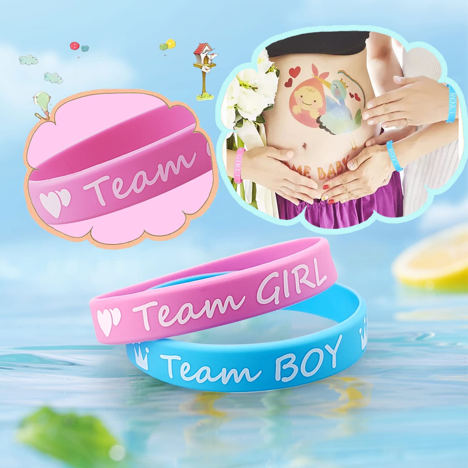 Cadre Dédicace Baby Shower ou Gender Reveal avec 20 body