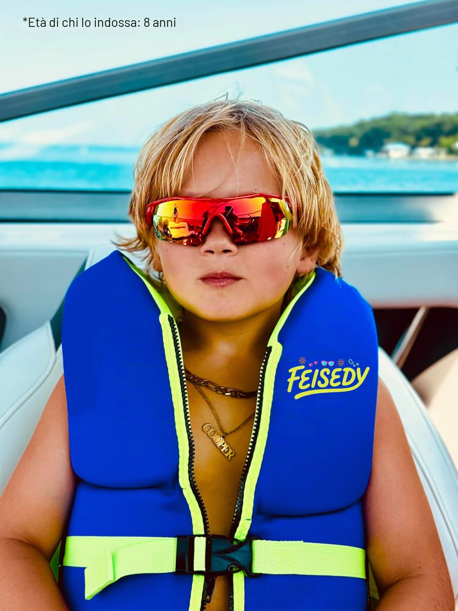 FEISEDY Occhiali da Sole Sportivi Polarizzati per Bambini e Bambine da 5 a 12 Anni, Montatura TR90, Protezione UV400, per Ciclismo Tennis Rugby Basket Corsa Sport All'aperto B2454