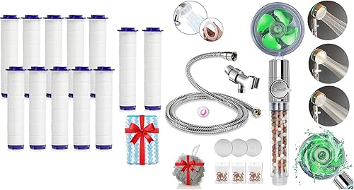 Hydro Jet - Cabezal de ducha de alta presión con cuentas de filtro, cabezal de ducha turboalimentado, kit de ducha turbo de mano con filtros de