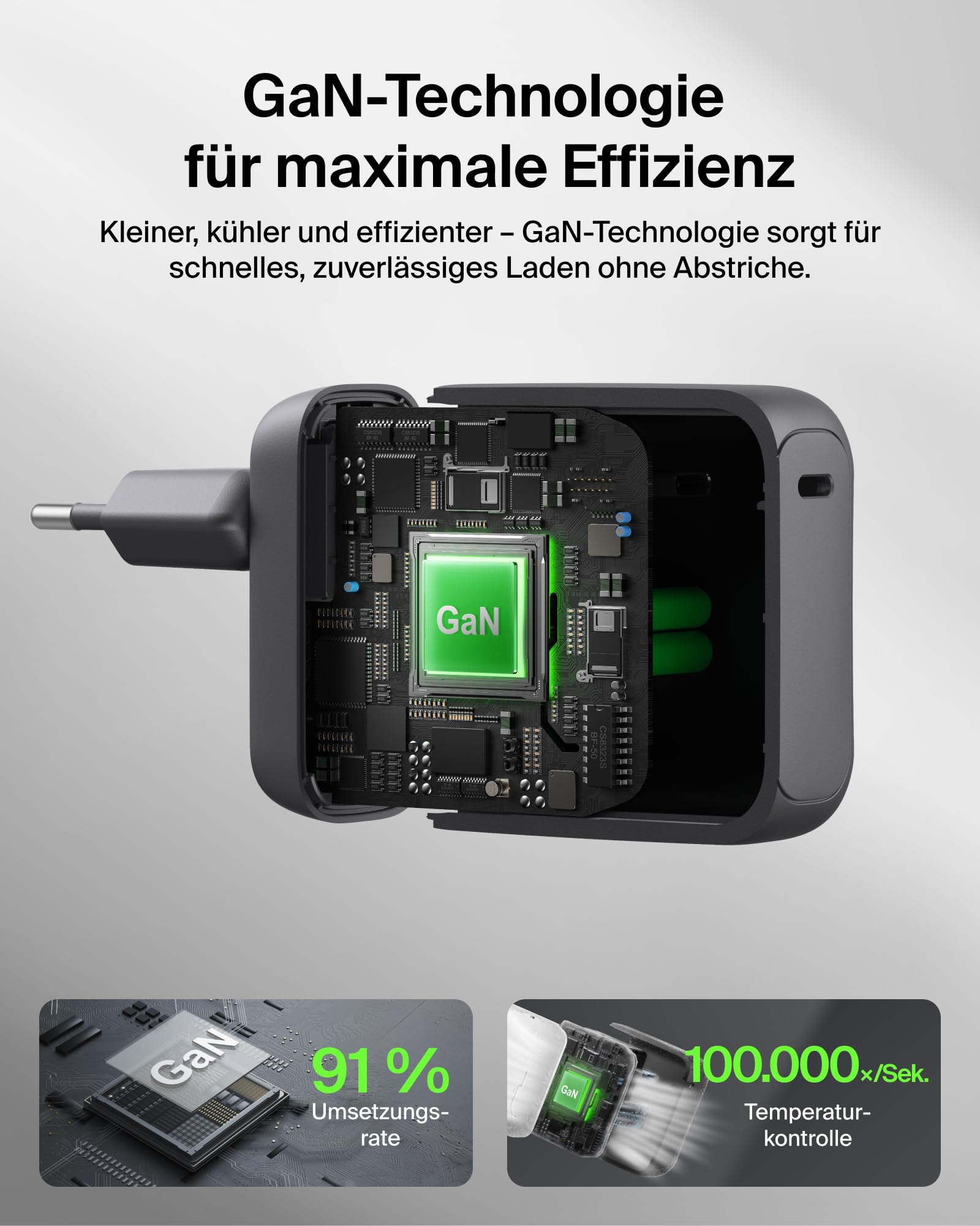 Belkin BoostCharge USB C Ladegerät, 100W, Kompaktes GaN Schnellladegerät mit Einklappbarem Stecker, Netzteil für iPhone 17, Samsung Galaxy S26, Pixel 10, AirPods, Tablet, MacBook, Chromebook – Schwarz