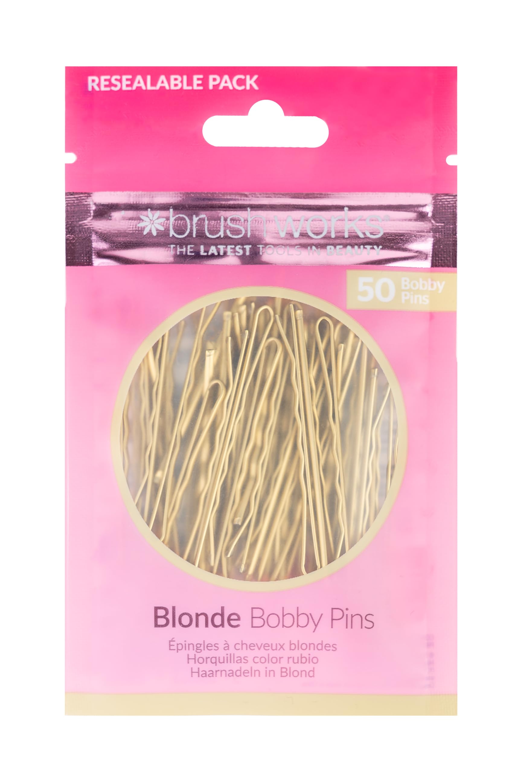 Brushworks Unisex Blonde Bobby Pins - 50 Pieces