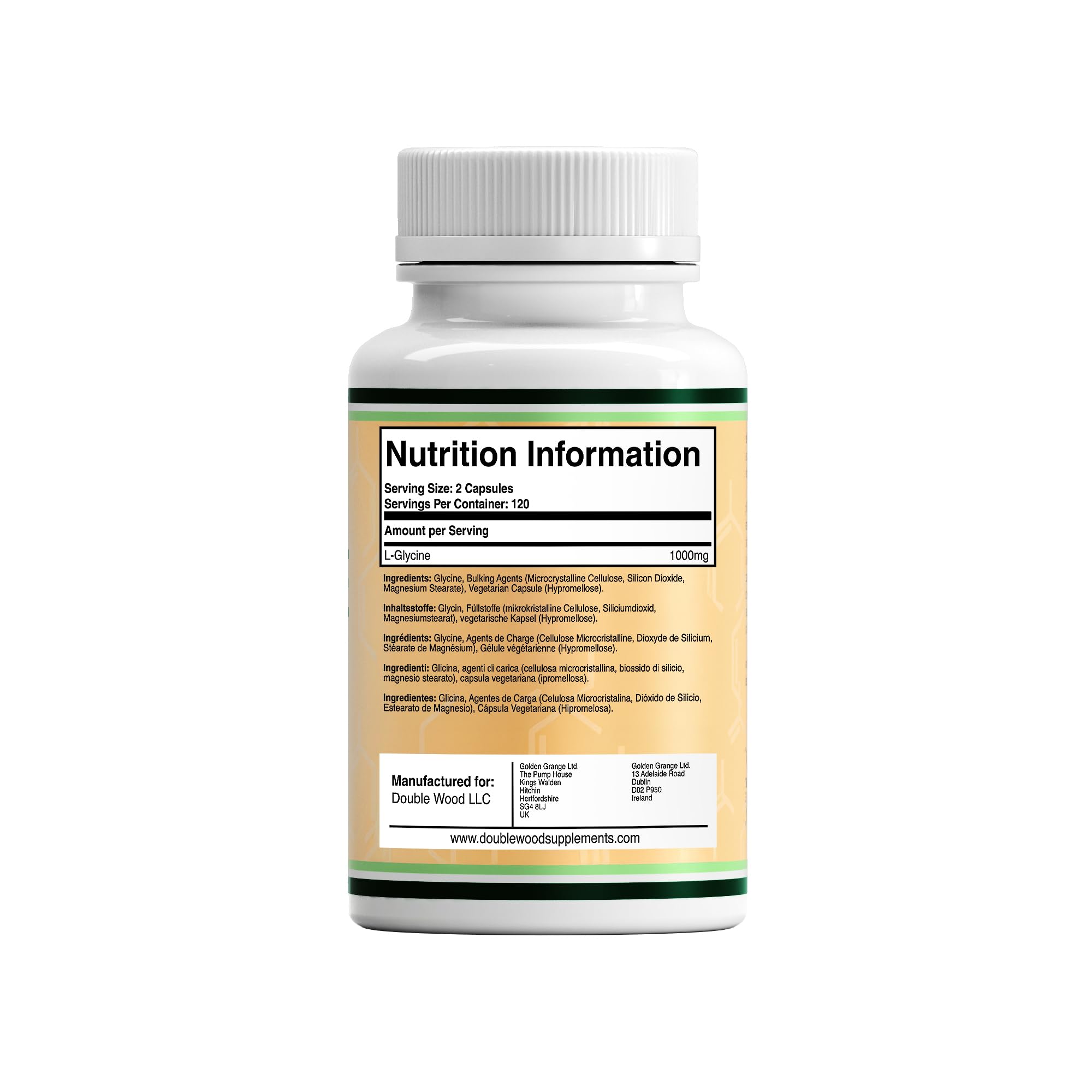 DW Glycine Complement | 240 Gelules Glycine Haute Teneur - 1000 mg par Portion | Complément Alimentaires Acides Aminés | Sans OGM Sans Gluten | Fabriqué au Royaume-Uni