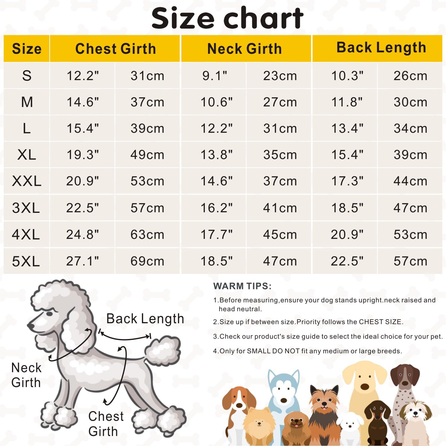Idepet Dog Winter Coat Waterproof Dog Jackets Warm PetClothes for Small Medium large Pet Dog Cat Puppy S M L XL XXL 3XL 4XL 5XL (Yellow - Image 2