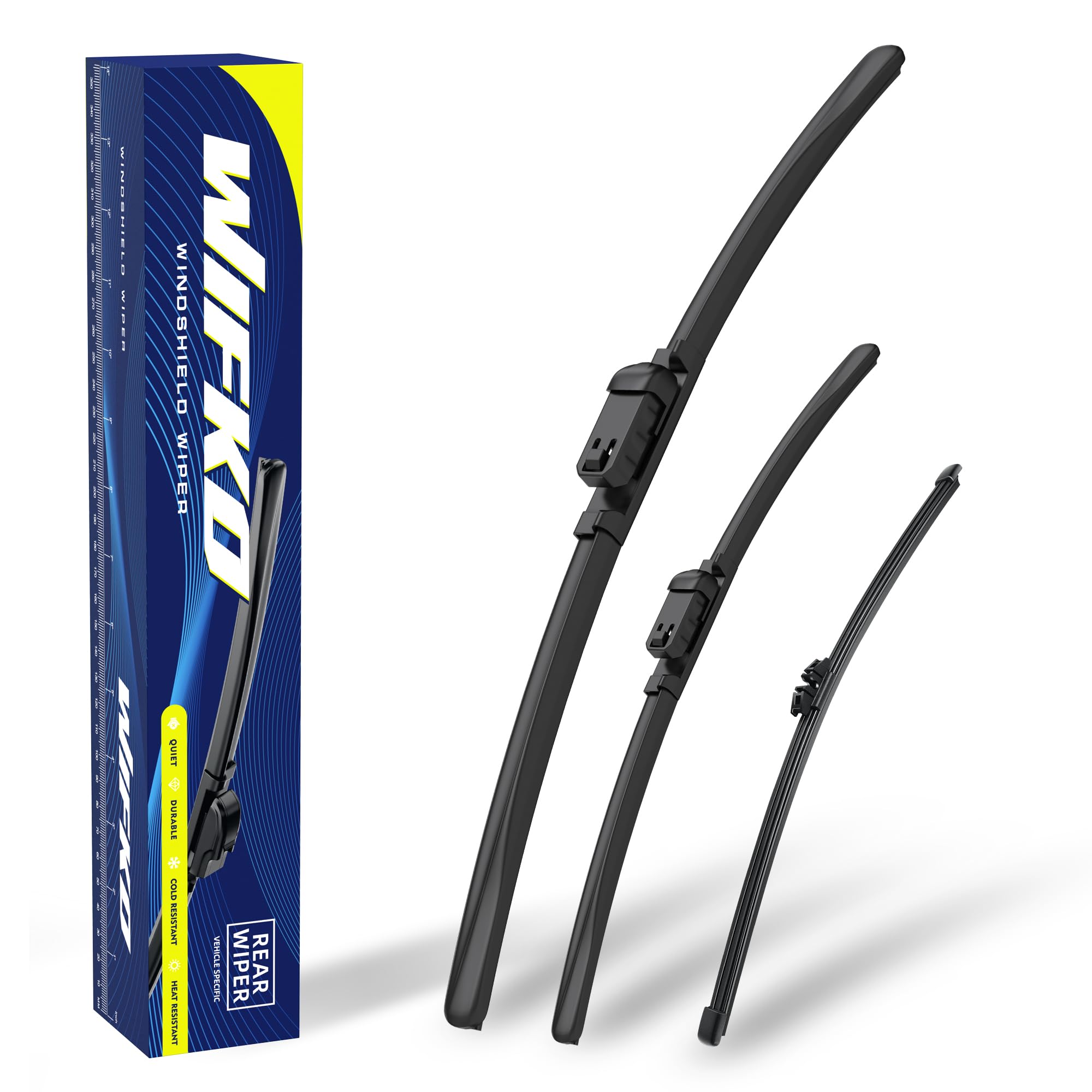 Wifko Scheibenwischer Kompatibel für Ford Mustang Mach-E 2021-2025, Wischerblätter Vorne + Hinten, Set Frontscheibenwischer und heckscheibenwischer, Auto Scheibenwischer Zubehör