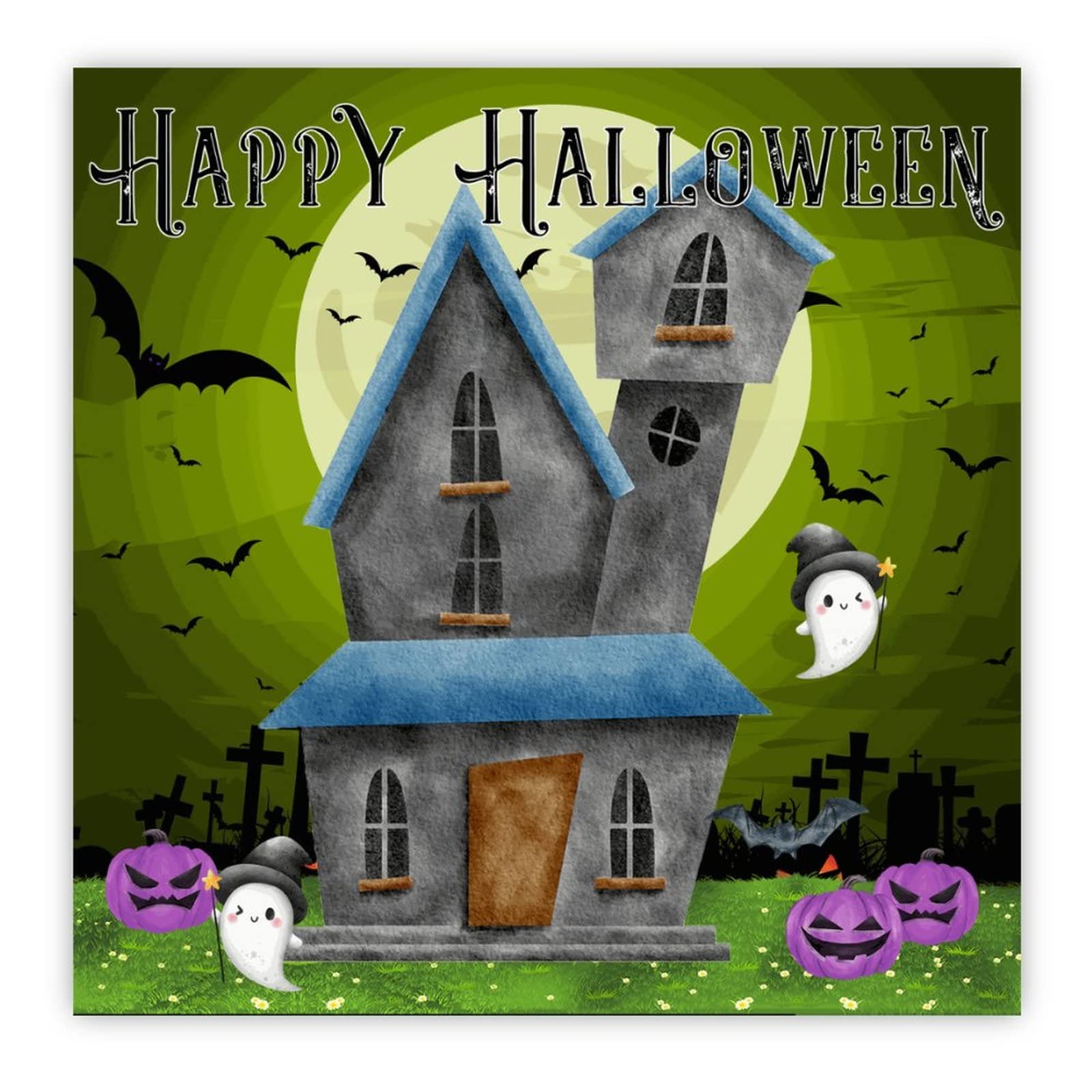 Panneau en bois fantôme et cimetière pour décoration Happy Halloween