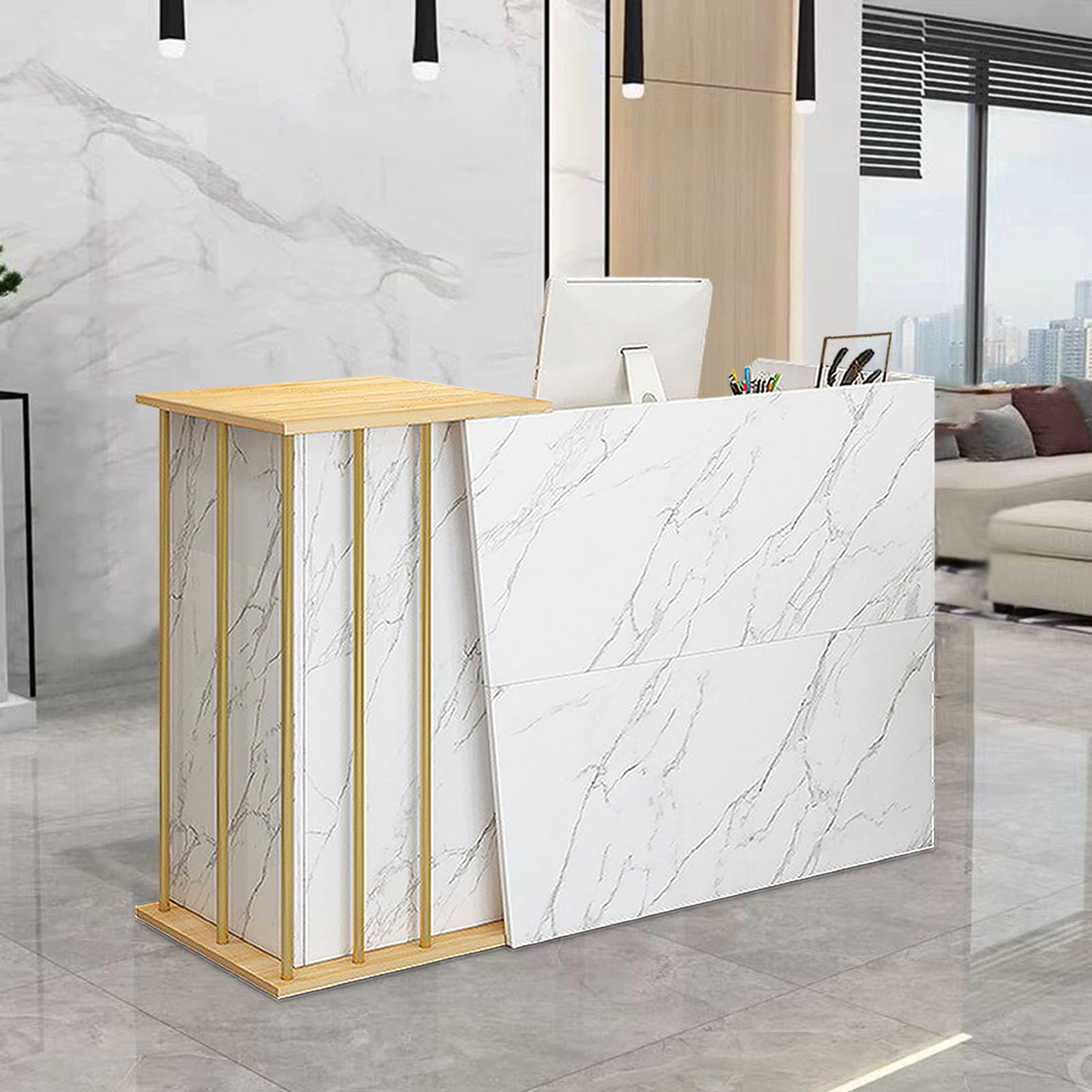 Bureau de réception avec tiroir verrouillable pour sécuriser votre caisse de salon