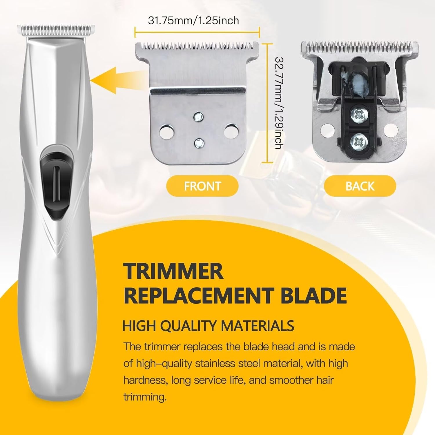 Trimmer Replacement T Blade Set Ceramic Blade Carbon Steel Blade Set for D8 SlimLine Pro Li Andis Hair Clipper Trimmer, #32105 D7#32655 D8#32400 (Silver)