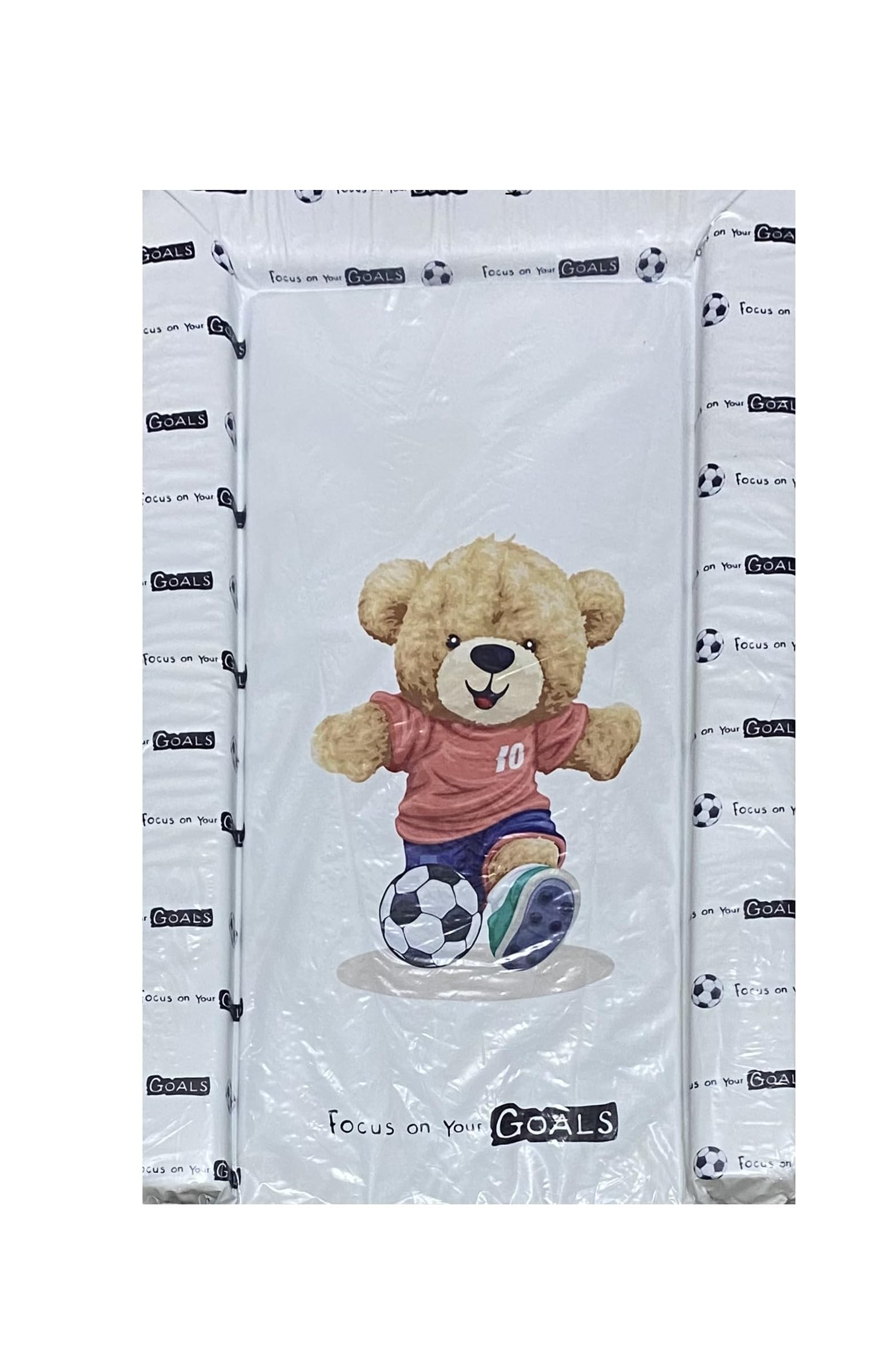 Baby Nursery Waterproof Soft Padded Changing Mat Raised Soft Edges Easy Wipe Clean Nappy Change Pad Cute Lovely Animal Design for Girl Boy (Football Bear)