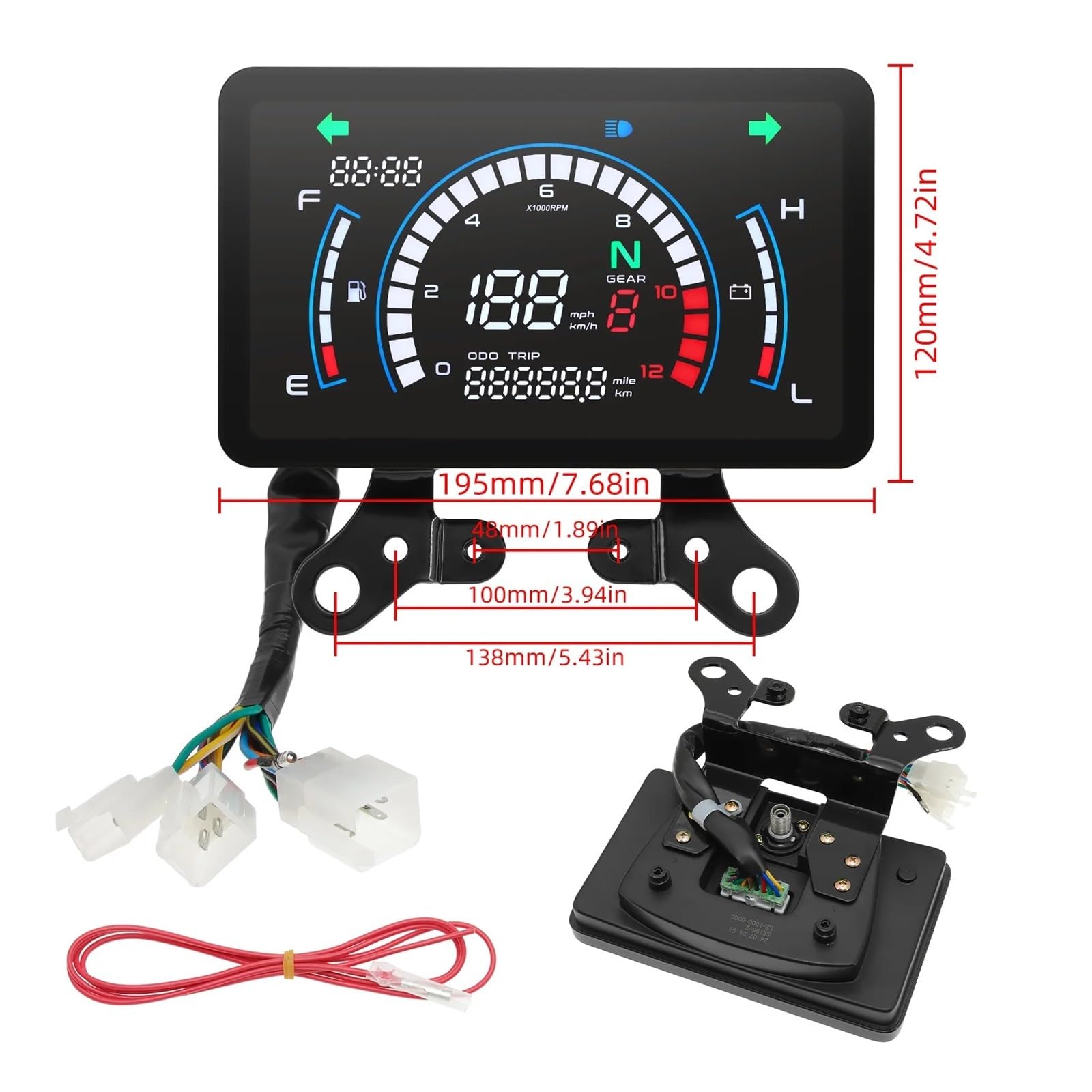 moto Odómetro tacómetro Velocímetro Digital De 12000 RPM, Conjunto Medidor, Tablero Multifuncional Con Soporte Para EX5 Dream/EX5 Ipowed, Odómetro Y Tacómetro