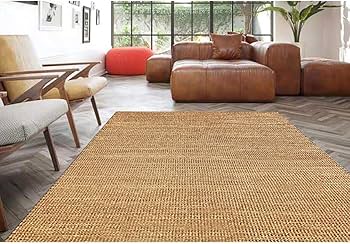 ニラ】手織りジュートラグ ベージュ 240x240cm 正方形 ニラ】手織り