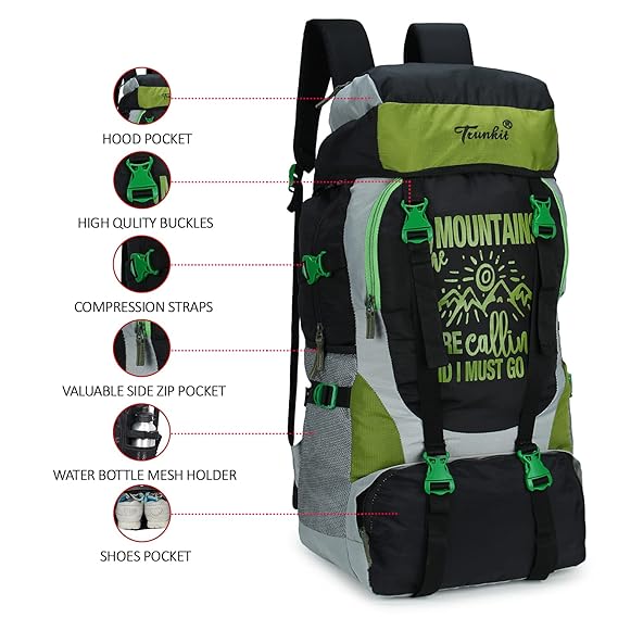 Trunkit Waterproof Travelling Trekking Hiking Camping Bag Backpack Series 55 litres Mt Calling Rucksack with Rain Cover