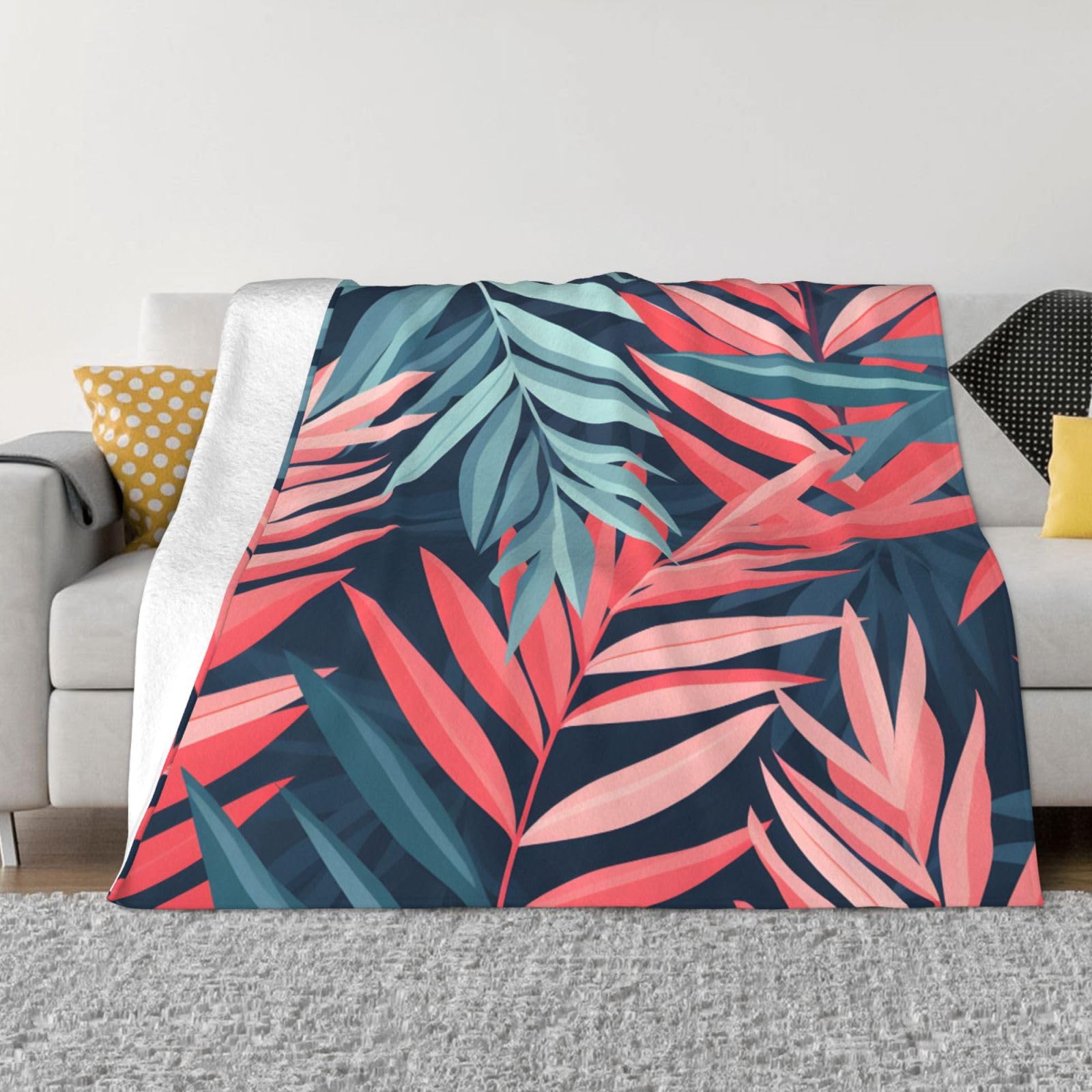Couverture décorative lit canapé Mexpekil flanelle feuilles palmier