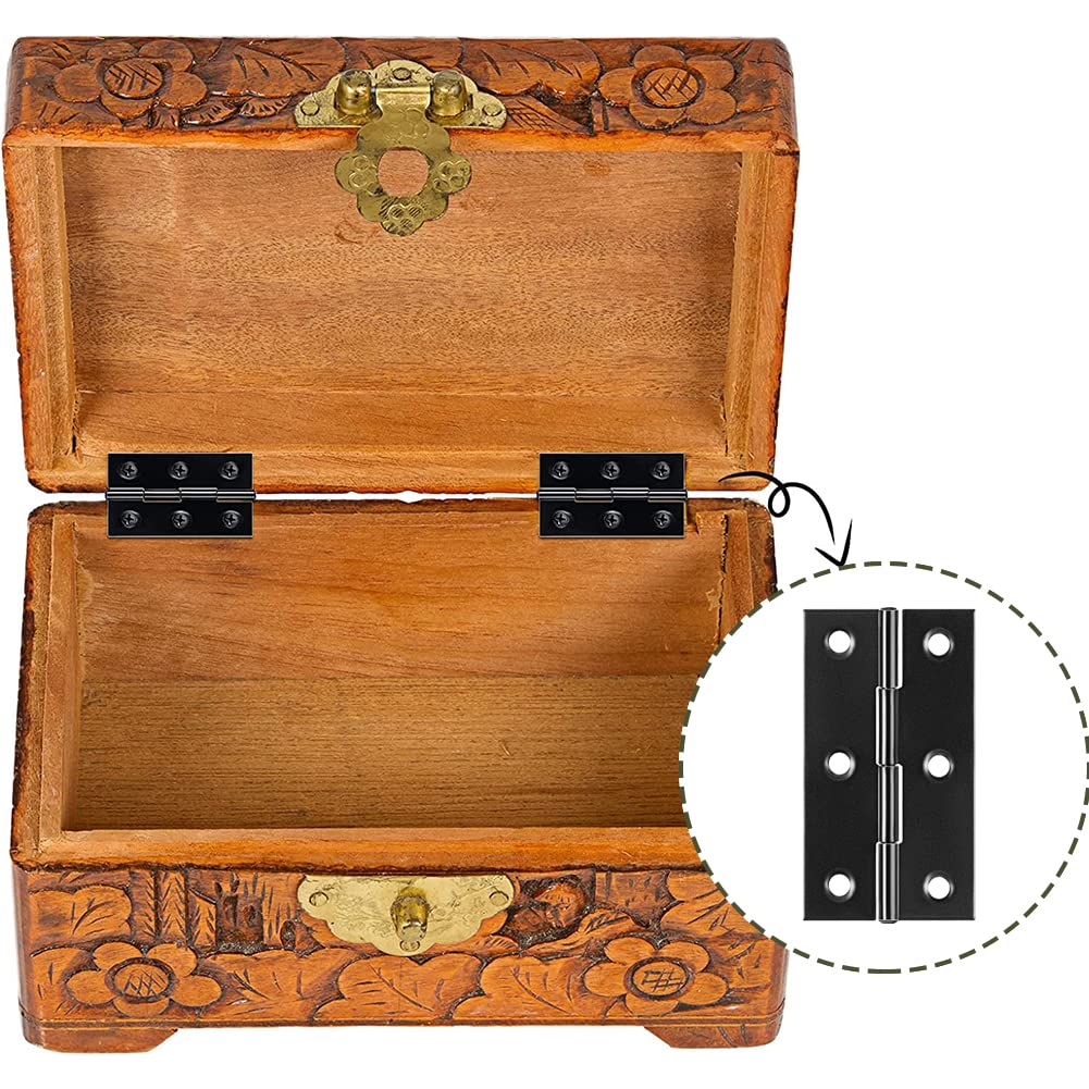 10 Cerniere Inox Per Mobili - 6.7x3.7cm, Spessore 1mm, Con 60 Viti, Nero - Foto 5