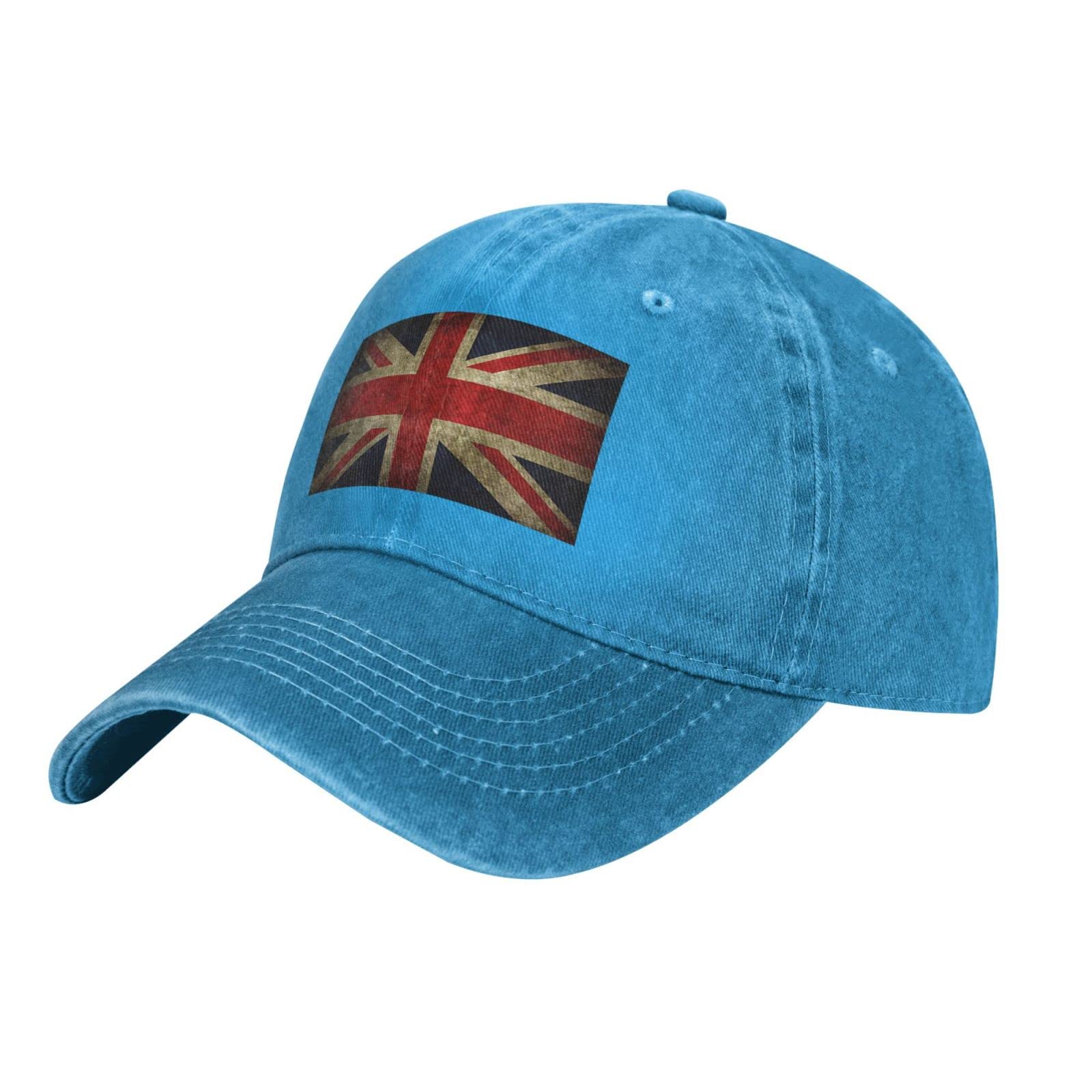 KWQDOZF Low Profile Cotton Baseball Cap The Union Jack British Flag Hat Men Women Dad Hat Adjustable Black