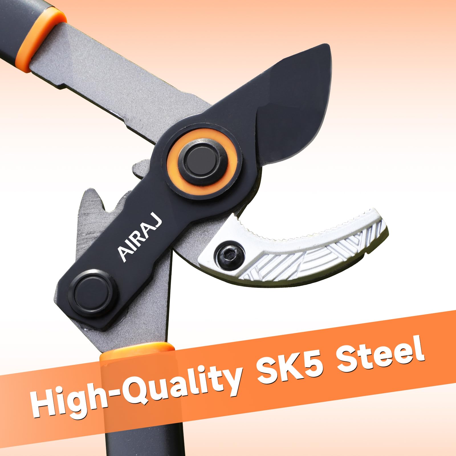 AIRAJ Astschere 52CM, Hochleistungs-Astschere mit Scharfer Kohlenstoffstahl-Klinge,Maximaler Schnittdurchmesser 4 cm, Professionelles Astscheren für Bäume und Hecken in Garten und Park