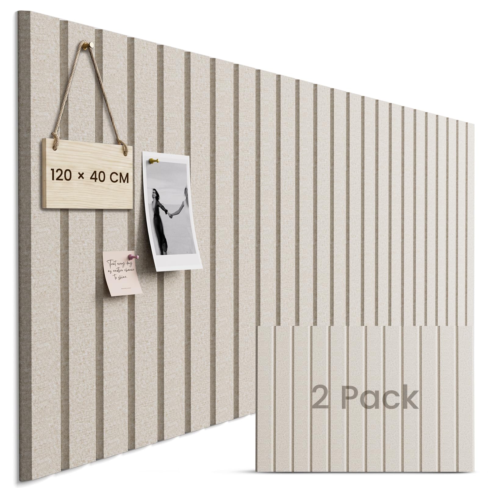 Woovio Cork Board Alternative 120x40cm, Pin Board for Wall Oatmeal