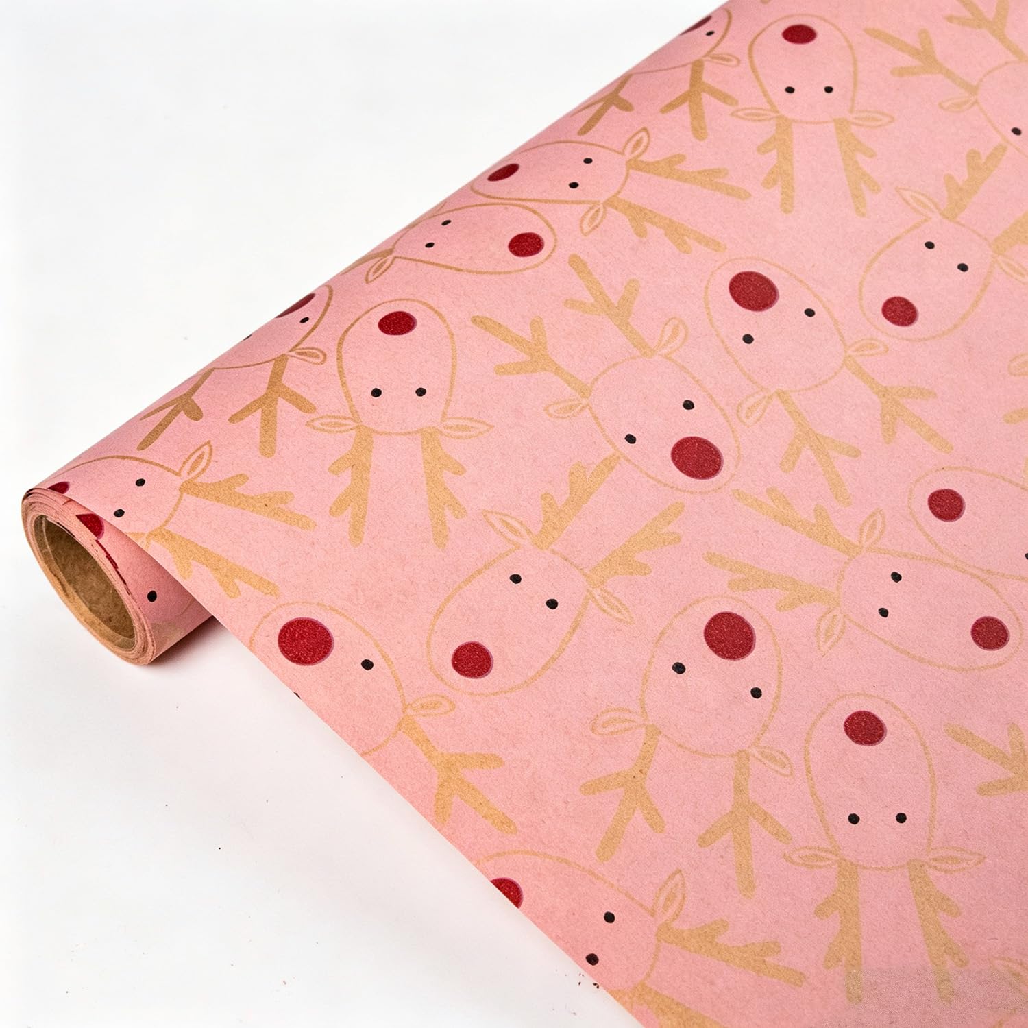 HBell Large Christmas Wrapping Paper Roll,60cm*10m Pink Elk Head Wrap Paper