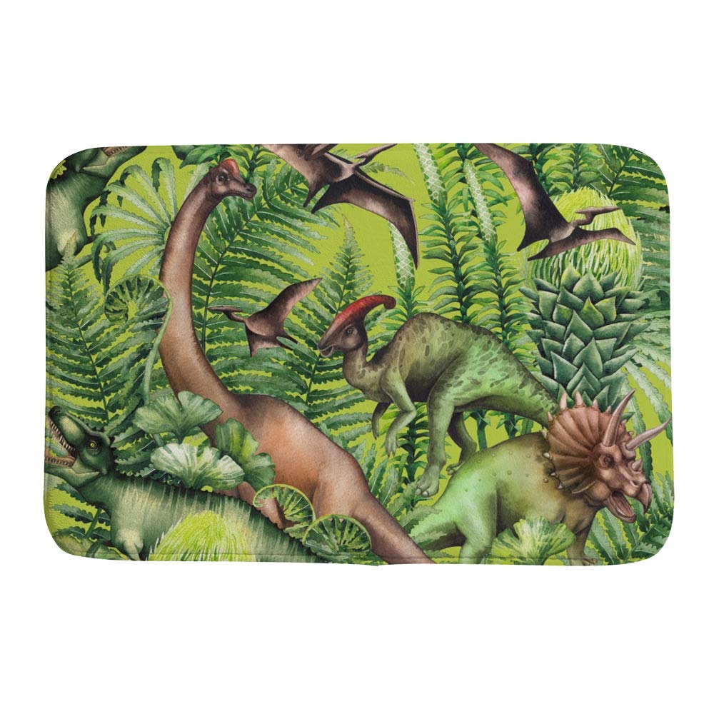 Tapis de bain en velours corail de qualité supérieure, motif dinosaure détaillé