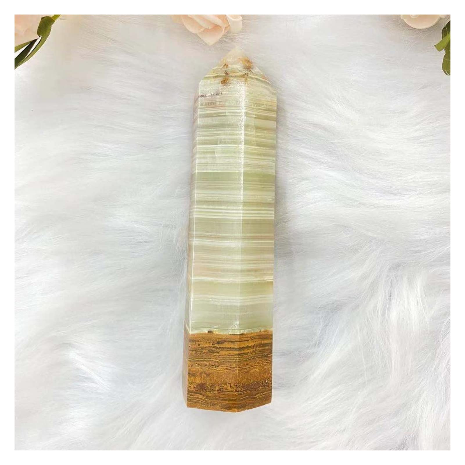 Obelisk naturalny jadeitowy kryształ kwarcowy kwadratowy kamień szlachetny wystrój domu dekoracje na prezent do domu kolekcje (rozmiar: 350-400g)