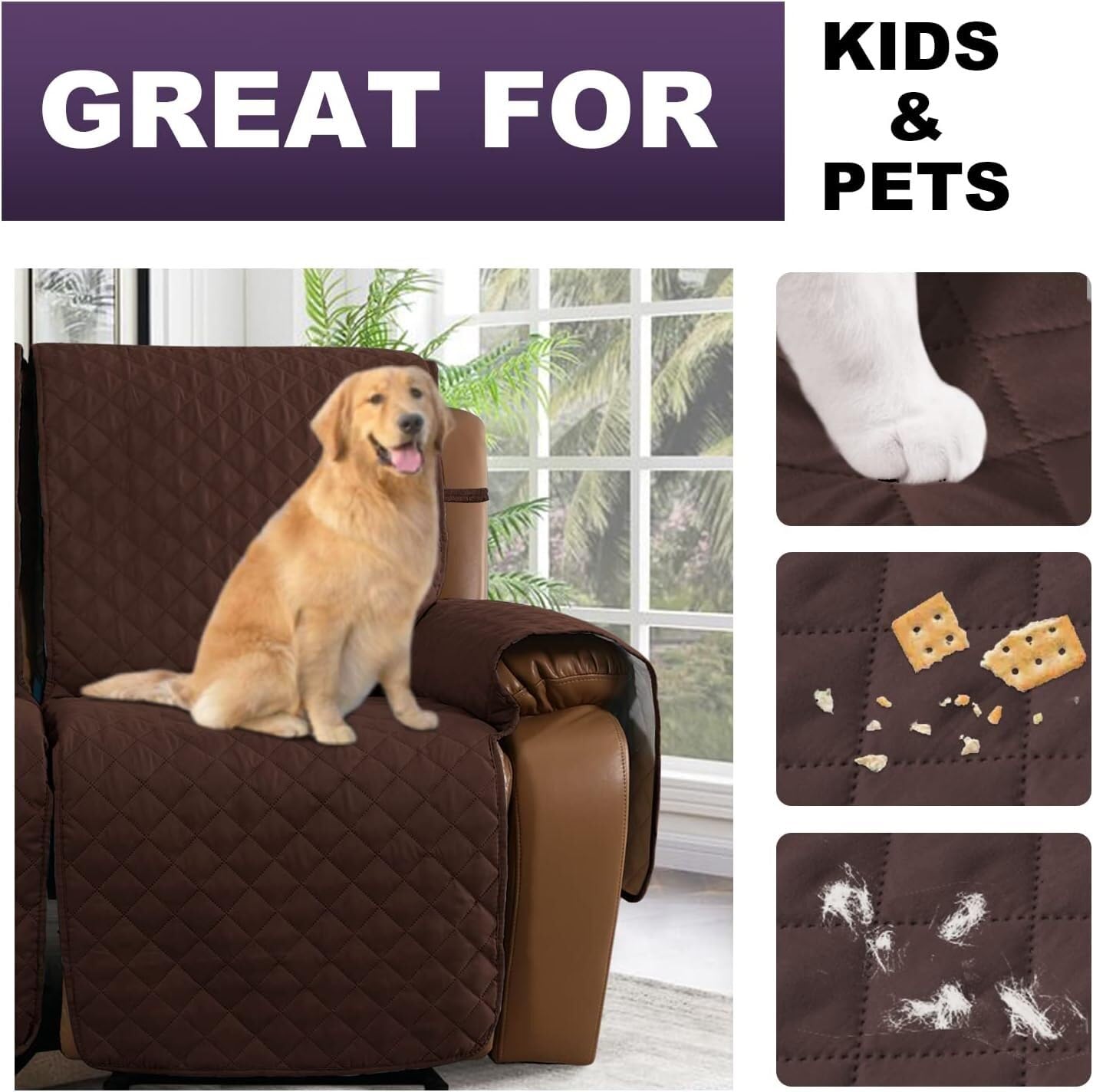 Recliner Chair/Sofa Slipcover With Pockets 2/3/1 Seat Recliner Stretch Sofa Covers Lazy Boy Chair Cover Reclining Couch Slipcover Fallon Collection Slipcover For Recliner With Elastic Bottom ( Color : - Image 4