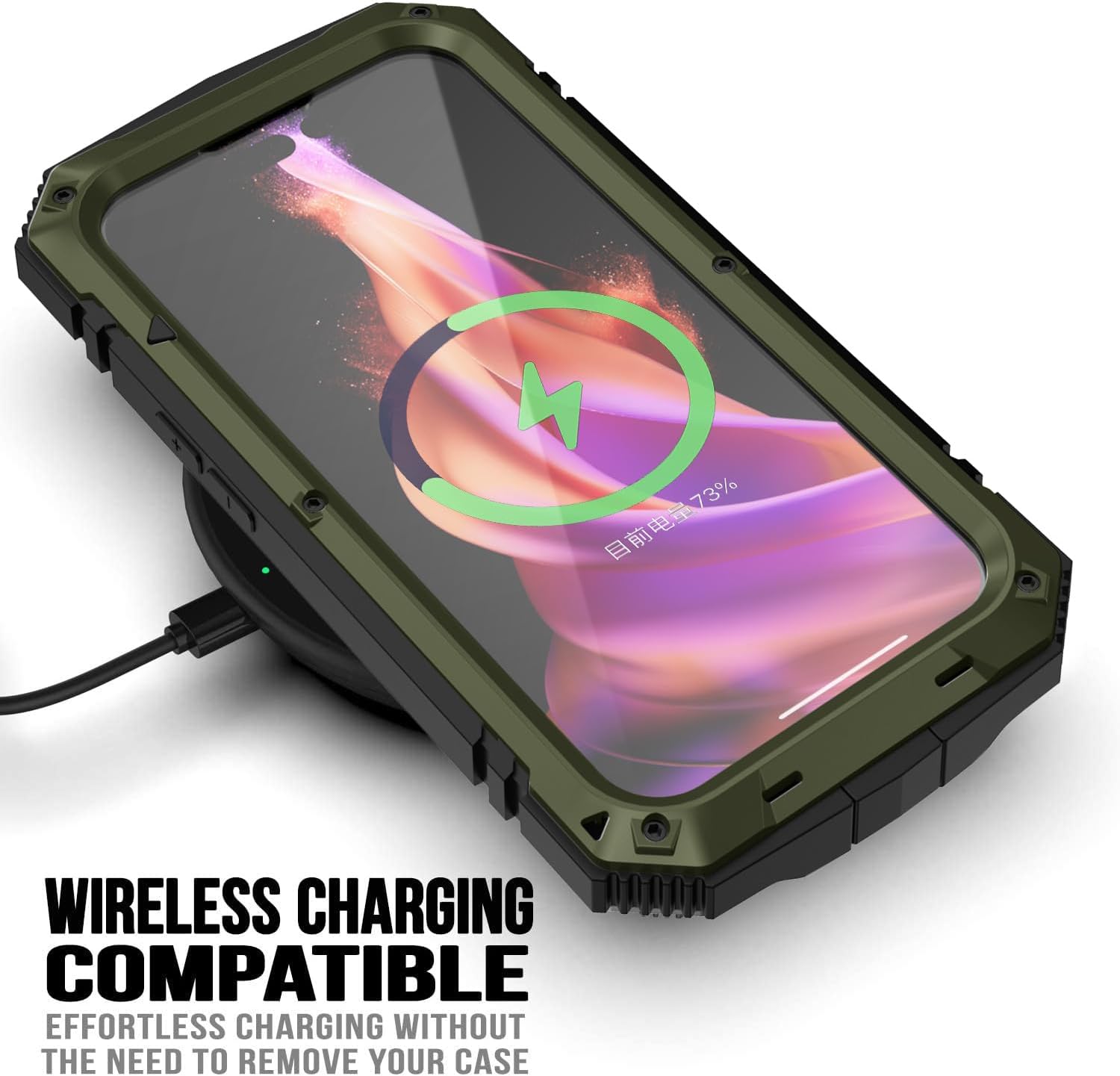 Metal Case Compatible with iPhone 15 Pro Max Aluminum Military Grade Armor Rugged Case with Metal Stand Screen Protector Drop Tested Shockproof Full Cover case (Green)