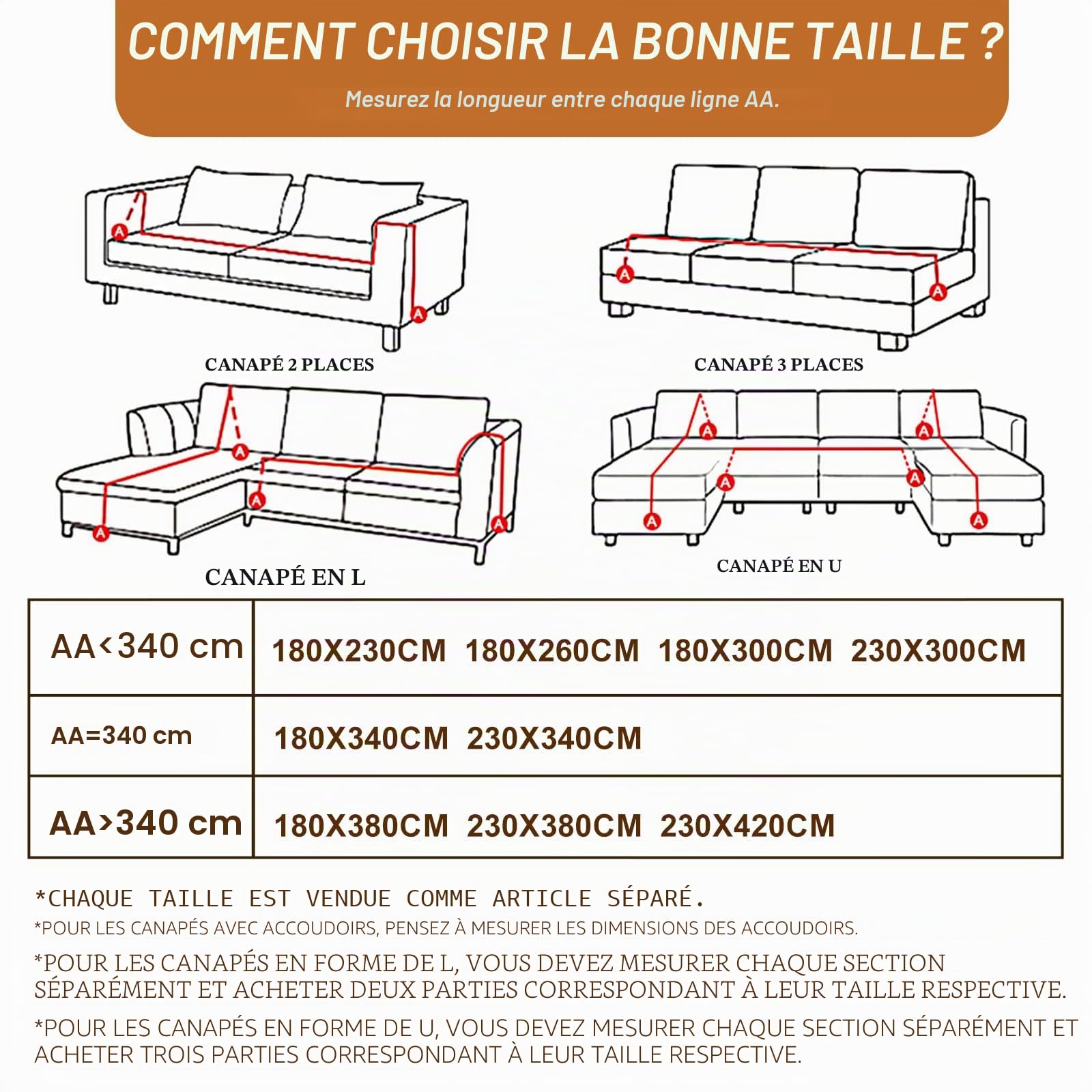 Housse de canapé Universelle antidérapante en Chenille