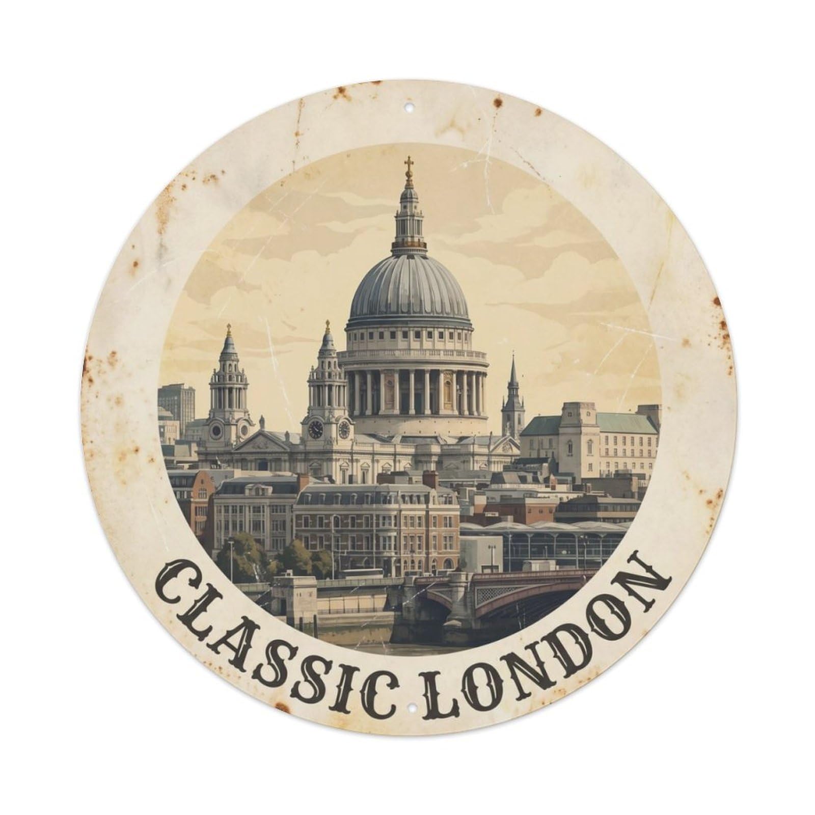 Fqcyn Style Vintage Travel British Cathedral Skyline Metal Tin Sign