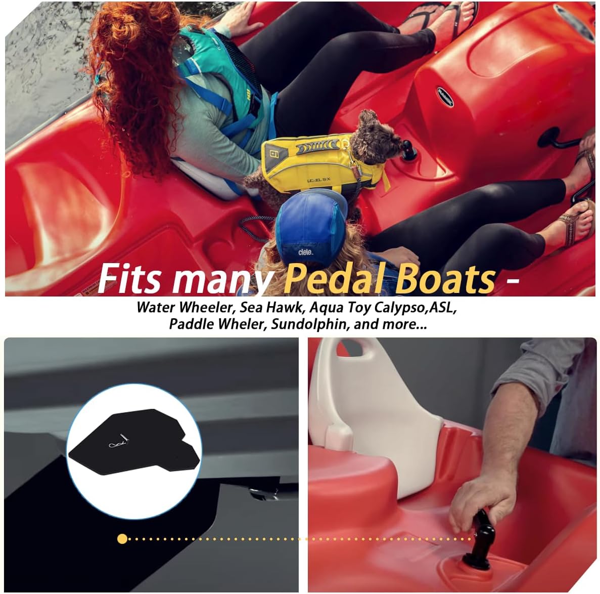 XTPTFABS Water Paddle Boat Rudder Kit Compatible with Many 3 or 5 Seater Pedal Boats-Fits Aquatoy,Harbor Water Craft,Johnson Outdoors,ASL and More