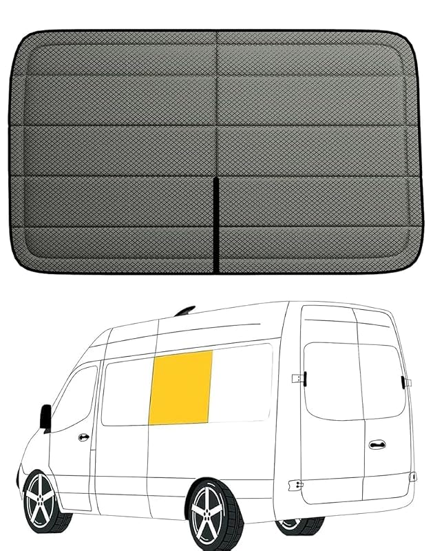 Cortina de Proteção Solar Magnética para Janela Central do Motorista Mercedes-Benz Sprinter 170WB 2007–2026, Isolamento em XPE e Thinsulate, VANNCAMP Gray Pro