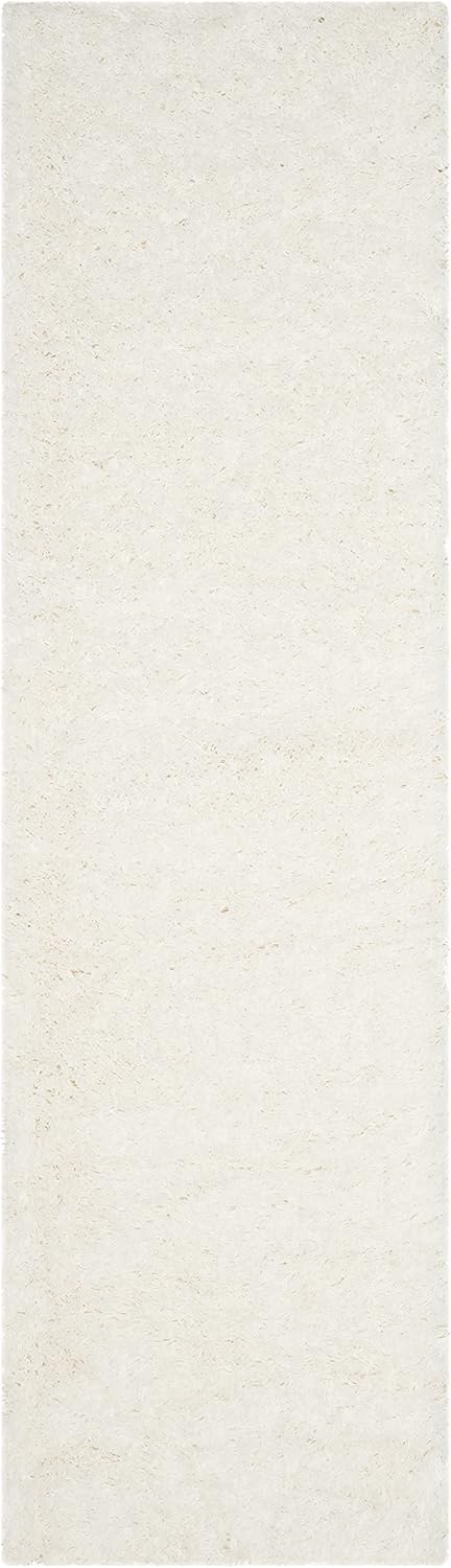 SAFAVIEH Polar Shag Collection Runner Rug - 2'3" x 6', White, Solid Glam Design, Non-Shedding & Easy Care, 3-inch Thick Ideal for High Traffic Areas in Living Room, Bedroom (PSG800B)