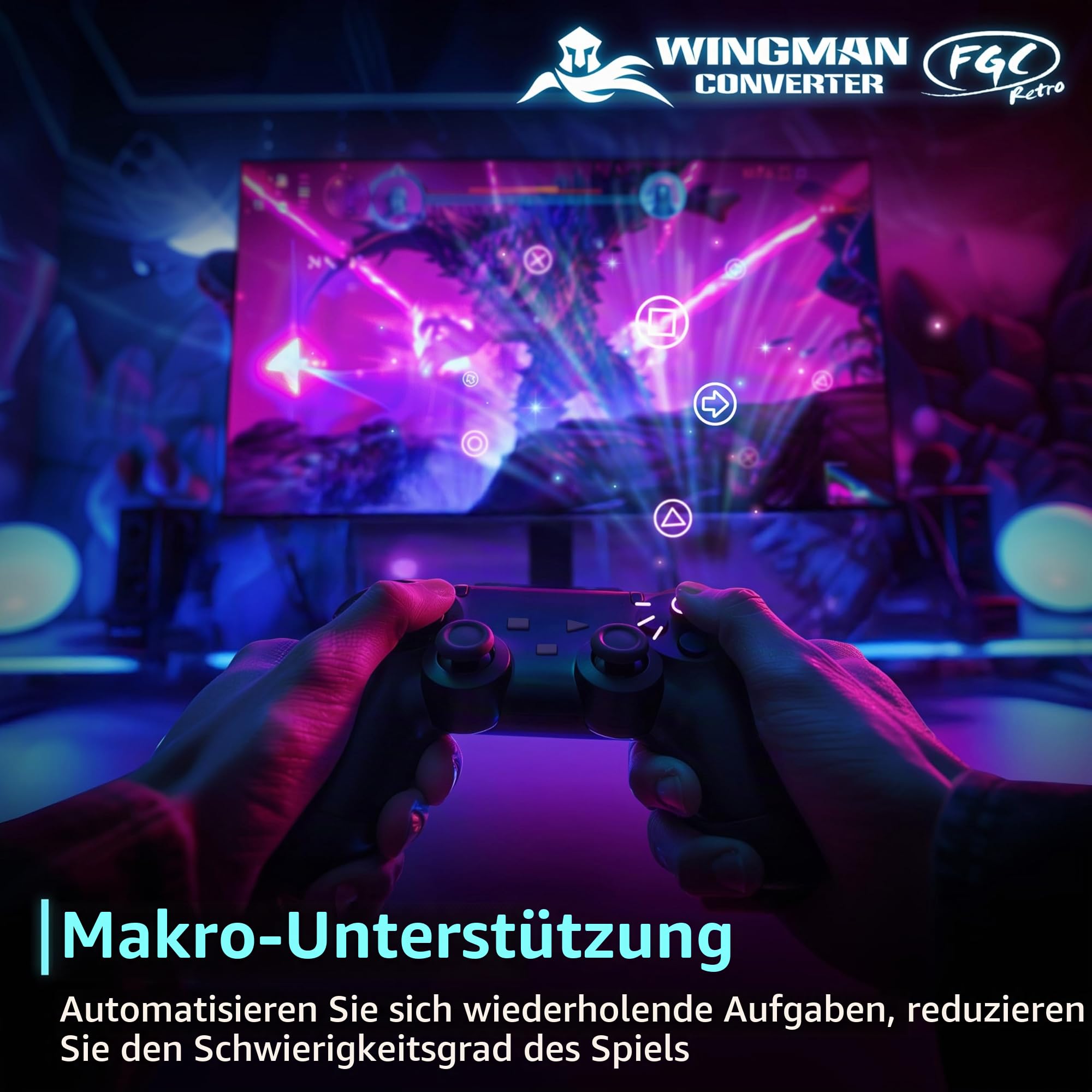 Brook FGC Retro - PS1 & PS2 Controller für PS5, PS4, PC - Turbo, Remap, Makro - X-Eingang - Kompatibel mit Tanzmatte, Arcade Sticks, Rhythmus Game Controllern