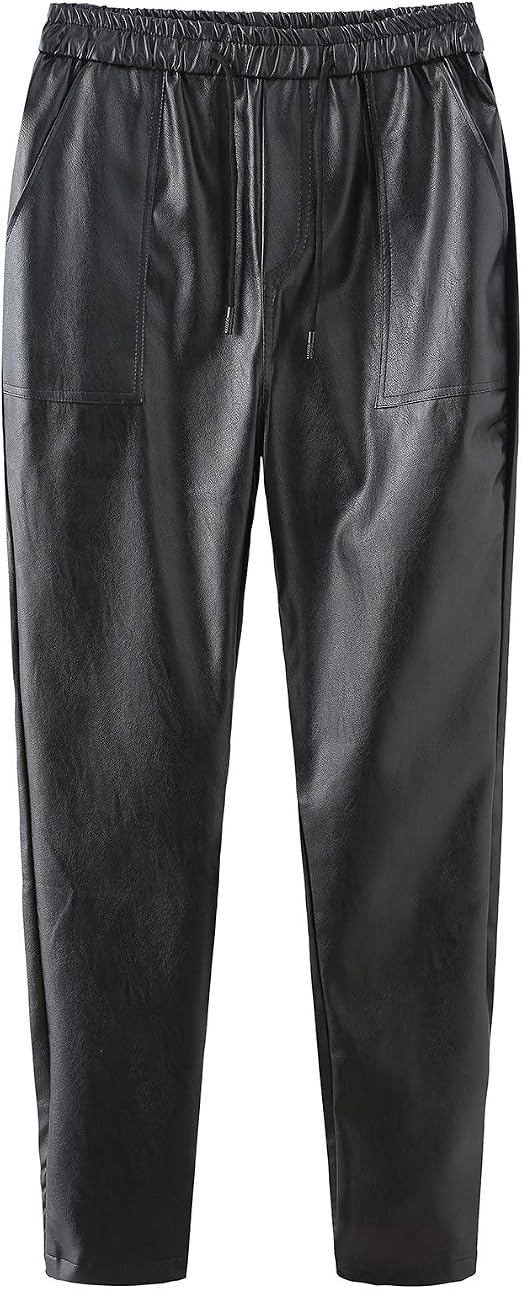 Idopy Men`s Leather Joggers Pants with 