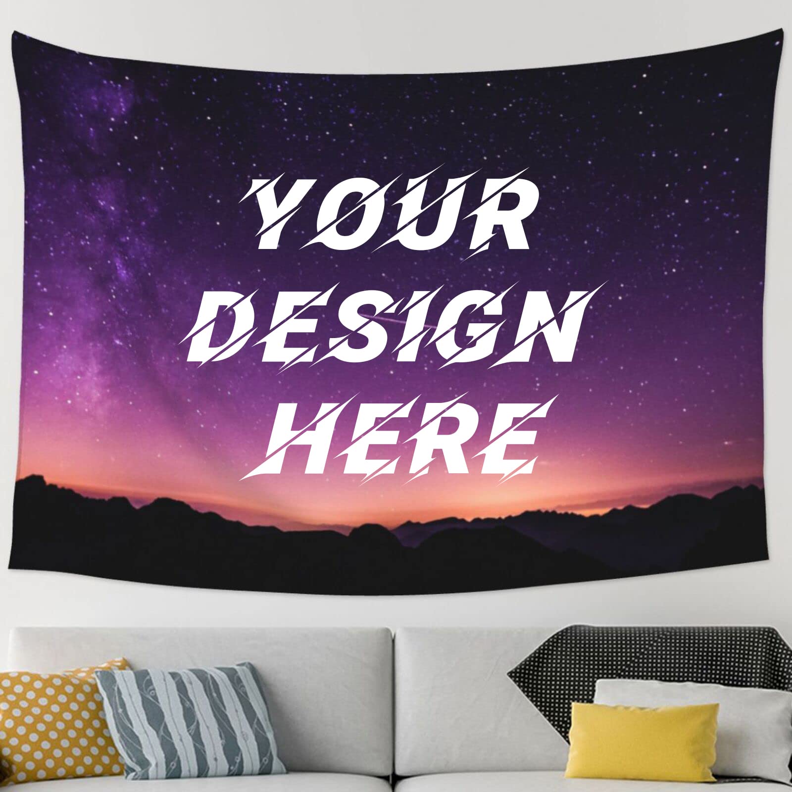 Hwyuqiya Landscape Custom Tapestry, Custom Backdrop, Personalised Image Photo Text Wall Tapestry, Wall Hanging Decor, Tapestry For Room Decor Wedding Family Memorial Gift (, 90 X 60 Inch (229 X 152Cm))