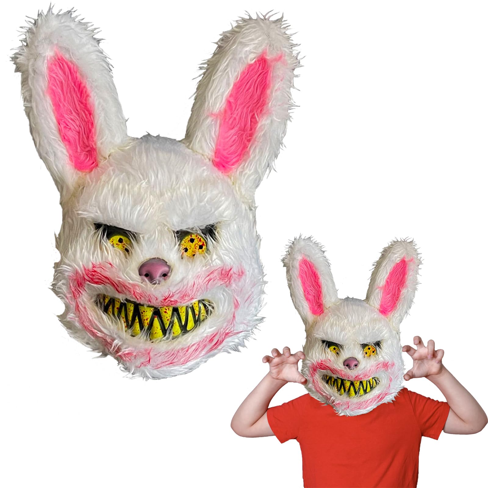 Blutige Kaninchen Maske - Gruselige Halloween Maske Aus Plüsch Für Erwachsene & Kinder