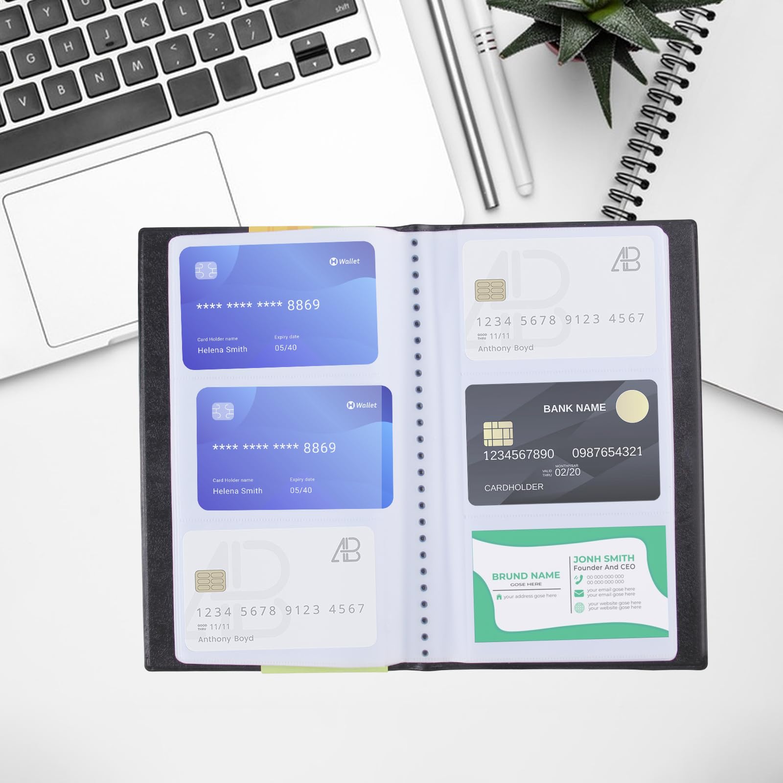 Porte-cartes De Visite Pour 300 Cartes - Intérieur Transparent - Rangement Cartes De Crédit Et De Membre - Noir