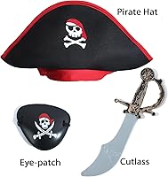 Vista 2 de Disfraz de pirata para niños con sombrero, parche en el ojo, Cutlass