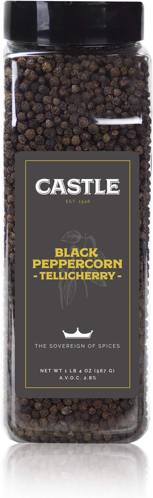 Castle Foods Whole Black Tellicherry Peppercorns, 16 Ounce