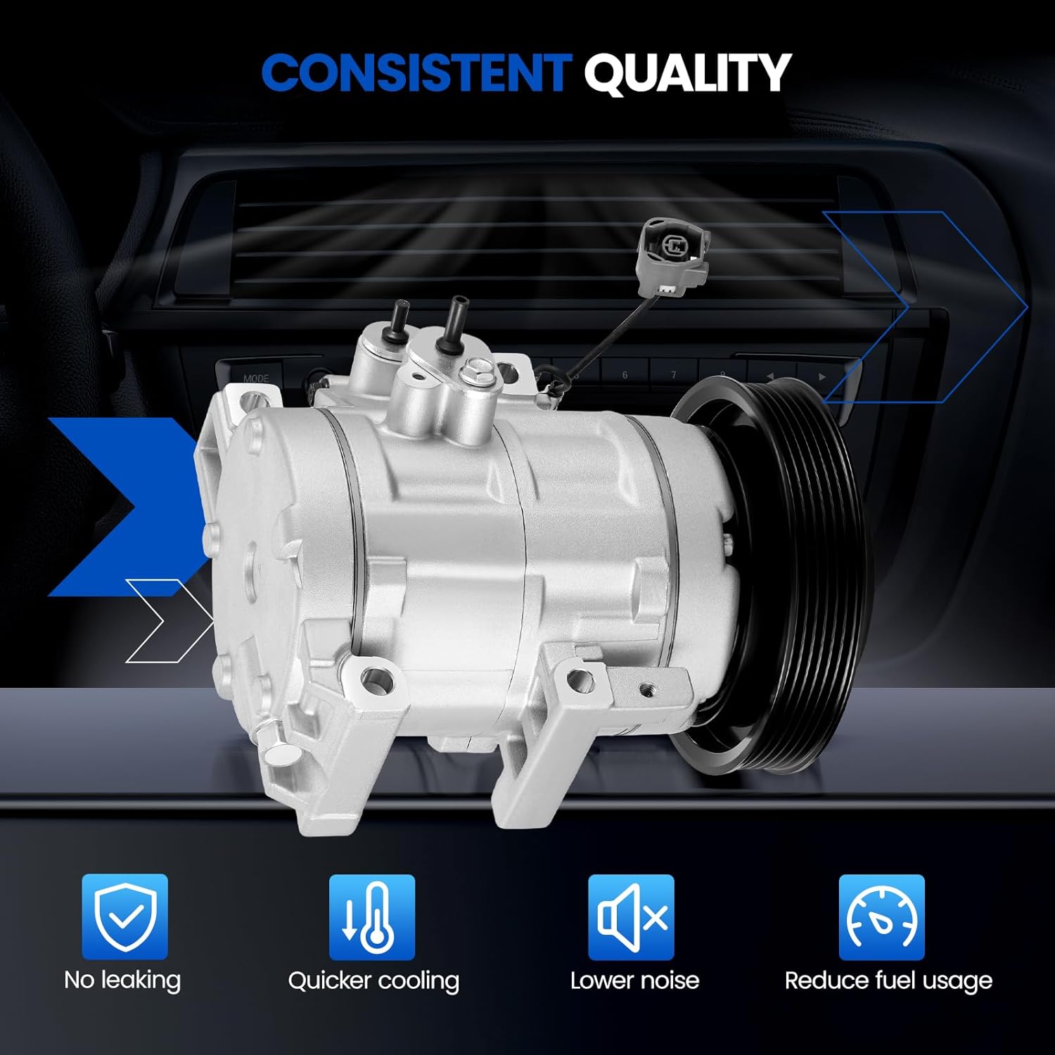 98122 Air Conditioning A/C Compressor with Clutch Compatible with Mazda 3 Sport 2010-2013, 5 2012-2015, 2.3L 2.5L, HS18 Compressor