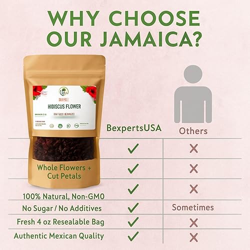 Miniatura 5 de Flor de Jamaica - Flores secas de hibisco de 4 onzas - Té de hierbas de hojas sueltas e ingrediente mexicano Agua Fresca - Flores enteras y pétalos