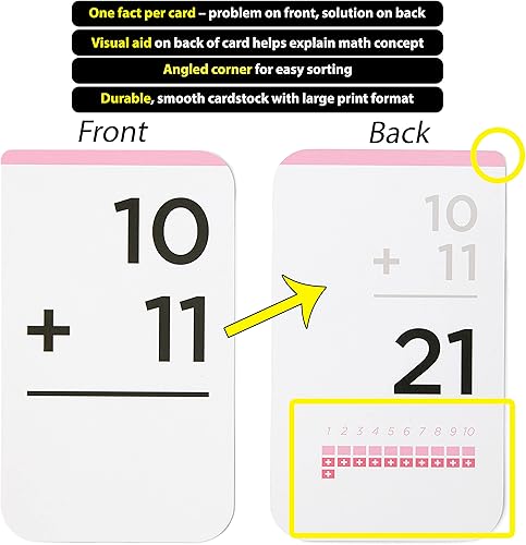 Miniatura 5 de Think Tank Scholar Juego de 173 tarjetas flash adicionales + 2 dados de matemáticas (galardonado). Respuesta de todos los datos del 0 al 12 en la